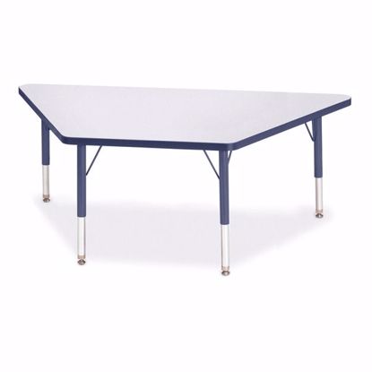 Picture of Berries® Trapezoid Activity Tables - 30" X 60", T-height - Gray/Navy/Navy