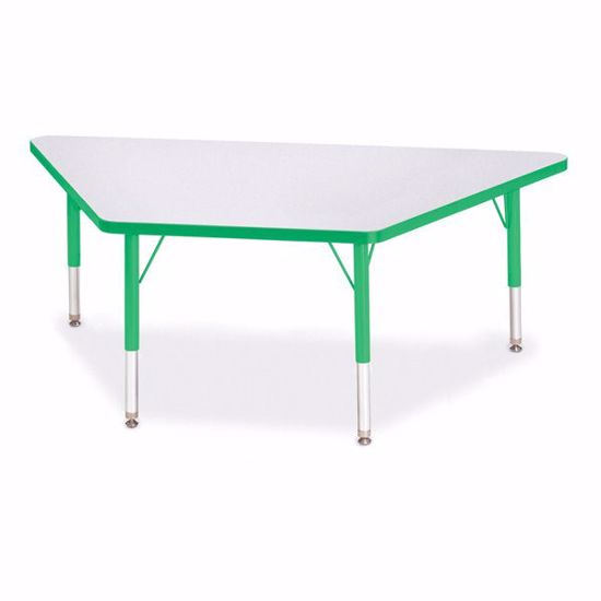 Picture of Berries® Trapezoid Activity Tables - 30" X 60", T-height - Gray/Green/Green