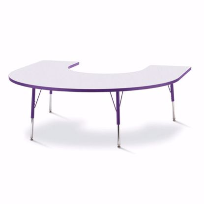 Picture of Berries® Horseshoe Activity Table - 66" X 60", A-height - Gray/Purple/Purple