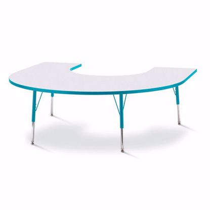 Picture of Berries® Horseshoe Activity Table - 66" X 60", A-height - Gray/Teal/Teal