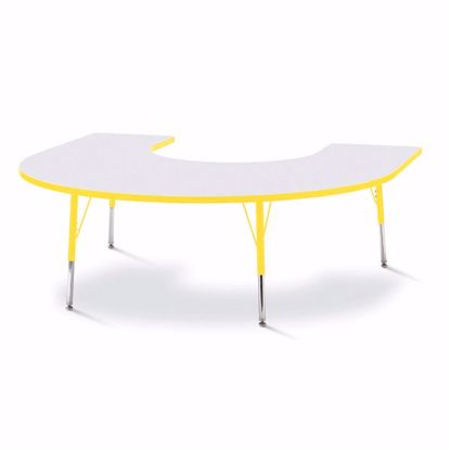 Picture of Berries® Horseshoe Activity Table - 66" X 60", A-height - Gray/Yellow/Yellow