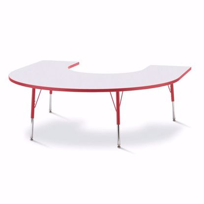 Picture of Berries® Horseshoe Activity Table - 66" X 60", A-height - Gray/Red/Red