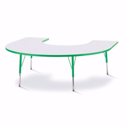 Picture of Berries® Horseshoe Activity Table - 66" X 60", A-height - Gray/Green/Green