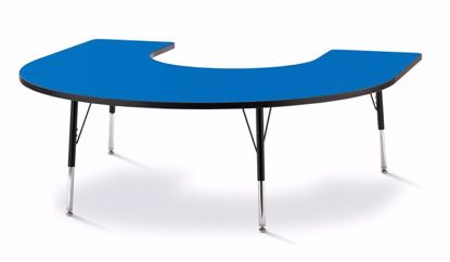 Picture of Berries® Horseshoe Activity Table - 66" X 60", A-height - Blue/Black/Black