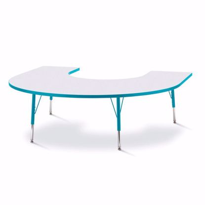 Picture of Berries® Horseshoe Activity Table - 66" X 60", E-height - Gray/Teal/Teal