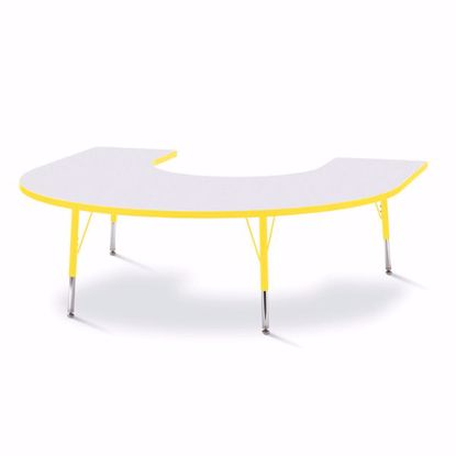 Picture of Berries® Horseshoe Activity Table - 66" X 60", E-height - Gray/Yellow/Yellow