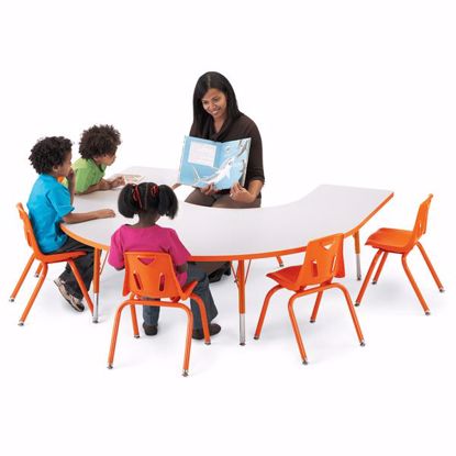 Picture of Berries® Horseshoe Activity Table - 66" X 60", E-height - Gray/Orange/Orange