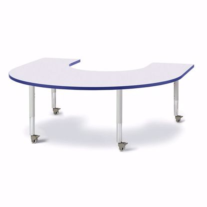 Picture of Berries® Horseshoe Activity Table - 66" X 60", Mobile - Gray/Blue/Gray