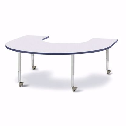 Picture of Berries® Horseshoe Activity Table - 66" X 60", Mobile - Gray/Navy/Gray