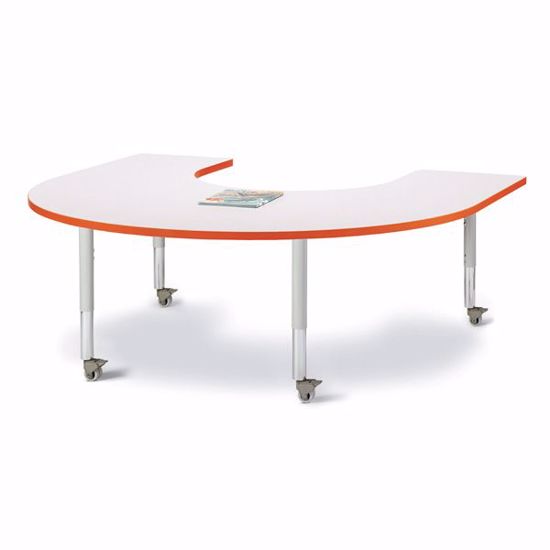 Picture of Berries® Horseshoe Activity Table - 66" X 60", Mobile - Gray/Orange/Gray