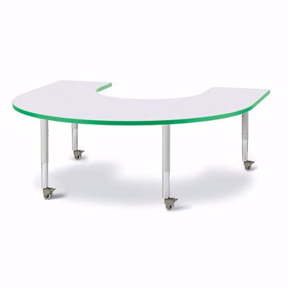 Picture of Berries® Horseshoe Activity Table - 66" X 60", Mobile - Gray/Green/Gray