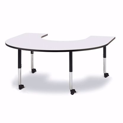 Picture of Berries® Horseshoe Activity Table - 66" X 60", Mobile - Gray/Black/Black