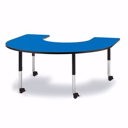 Picture of Berries® Horseshoe Activity Table - 66" X 60", Mobile - Blue/Black/Black