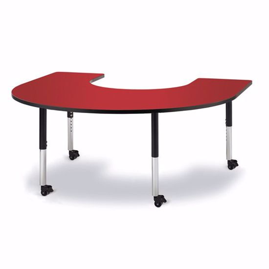 Picture of Berries® Horseshoe Activity Table - 66" X 60", Mobile - Red/Black/Black