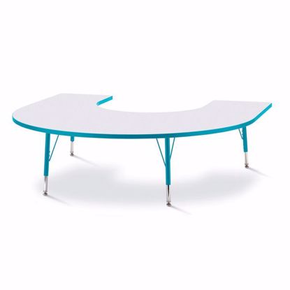 Picture of Berries® Horseshoe Activity Table - 66" X 60", T-height - Gray/Teal/Teal