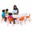 Picture of Berries® Horseshoe Activity Table - 66" X 60", T-height - Gray/Orange/Orange