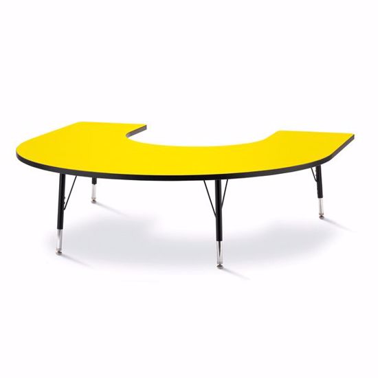 Picture of Berries® Horseshoe Activity Table - 66" X 60", T-height - Yellow/Black/Black