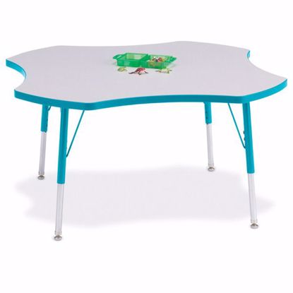Picture of Berries® Four Leaf Activity Table - 48", A-height - Gray/Teal/Teal