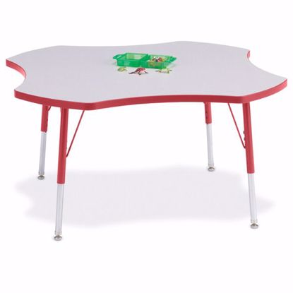 Picture of Berries® Four Leaf Activity Table - 48", A-height - Gray/Red/Red