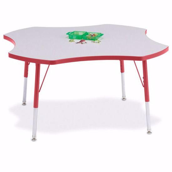 Picture of Berries® Four Leaf Activity Table - 48", A-height - Gray/Red/Red