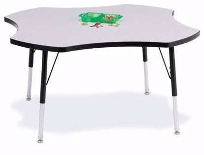 Picture of Berries® Four Leaf Activity Table - 48", A-height - Gray/Black/Black