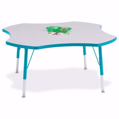 Picture of Berries® Four Leaf Activity Table - 48", E-height - Gray/Teal/Teal