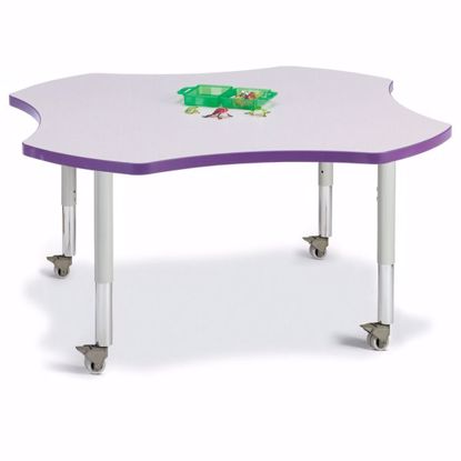 Picture of Berries® Four Leaf Activity Table - 48", Mobile - Gray/Purple/Gray