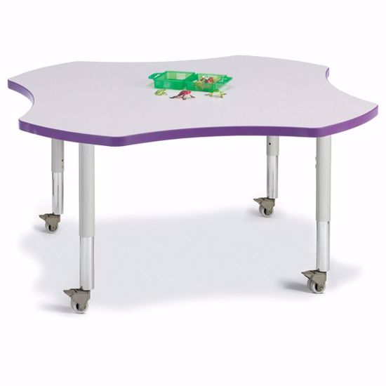 Picture of Berries® Four Leaf Activity Table - 48", Mobile - Gray/Purple/Gray