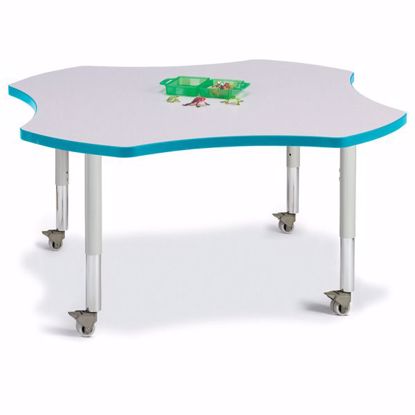 Picture of Berries® Four Leaf Activity Table - 48", Mobile - Gray/Teal/Gray