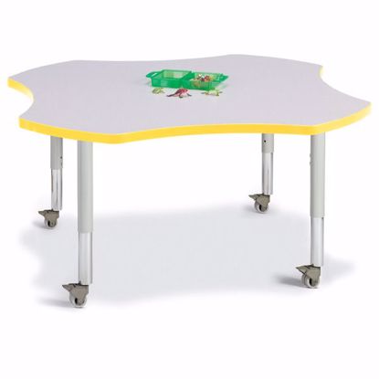Picture of Berries® Four Leaf Activity Table - 48", Mobile - Gray/Yellow/Gray