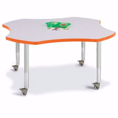 Picture of Berries® Four Leaf Activity Table - 48", Mobile - Gray/Orange/Gray
