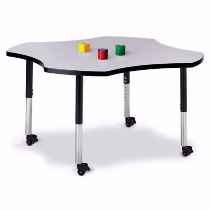Picture of Berries® Four Leaf Activity Table - 48", Mobile - Gray/Black/Black