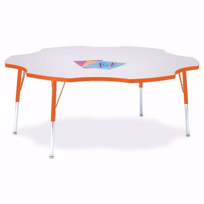 Picture of Berries® Six Leaf Activity Table - 60", A-height - Gray/Orange/Orange