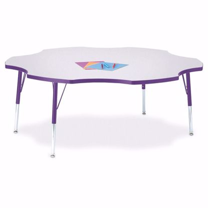 Picture of Berries® Six Leaf Activity Table - 60", E-height - Gray/Purple/Purple