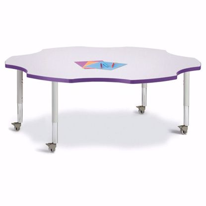 Picture of Berries® Six Leaf Activity Table - 60", Mobile - Gray/Purple/Gray