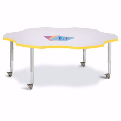 Picture of Berries® Six Leaf Activity Table - 60", Mobile - Gray/Yellow/Gray