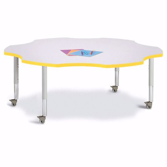 Picture of Berries® Six Leaf Activity Table - 60", Mobile - Gray/Yellow/Gray