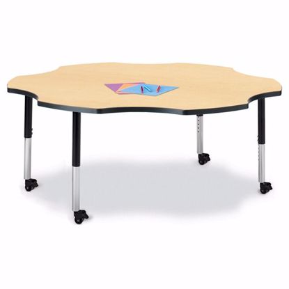 Picture of Berries® Six Leaf Activity Table - 60", Mobile - Maple/Black/Black