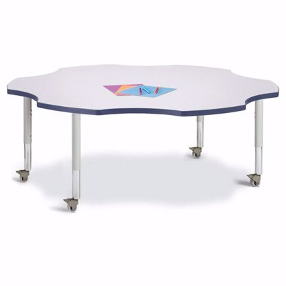 Picture of Berries® Six Leaf Activity Table - 60", Mobile - Gray/Navy/Gray