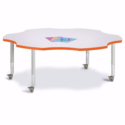 Picture of Berries® Six Leaf Activity Table - 60", Mobile - Gray/Orange/Gray
