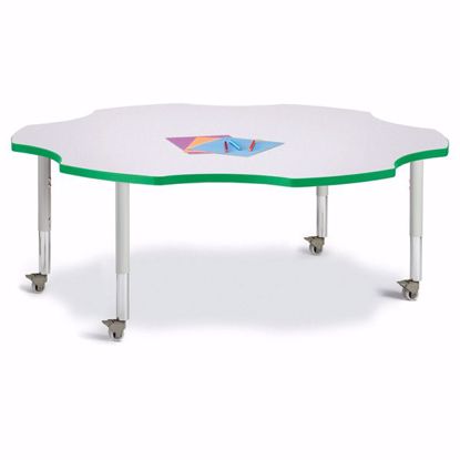 Picture of Berries® Six Leaf Activity Table - 60", Mobile - Gray/Green/Gray