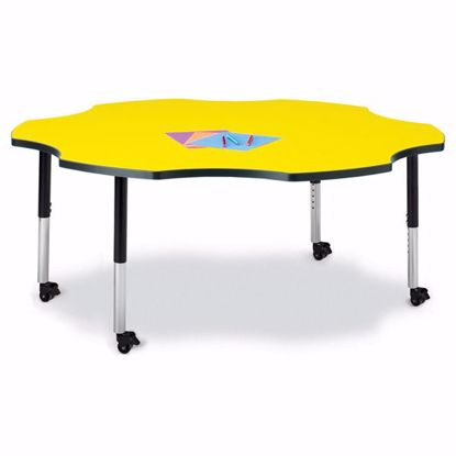 Picture of Berries® Six Leaf Activity Table - 60", Mobile - Yellow/Black/Black