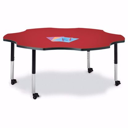 Picture of Berries® Six Leaf Activity Table - 60", Mobile - Red/Black/Black