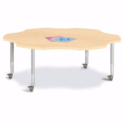 Picture of Berries® Six Leaf Activity Table - 60", Mobile - Maple/Maple/Gray