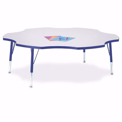 Picture of Berries® Six Leaf Activity Table - 60", T-height - Gray/Blue/Blue