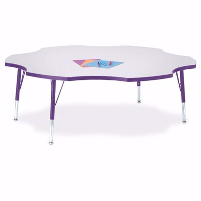 Picture of Berries® Six Leaf Activity Table - 60", T-height - Gray/Purple/Purple