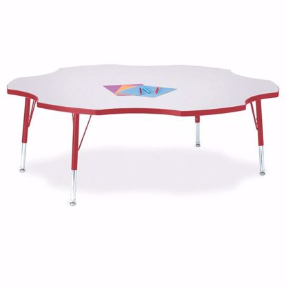 Picture of Berries® Six Leaf Activity Table - 60", T-height - Gray/Red/Red