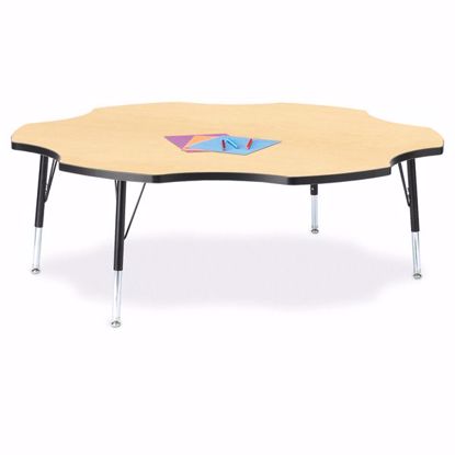 Picture of Berries® Six Leaf Activity Table - 60", T-height - Maple/Black/Black