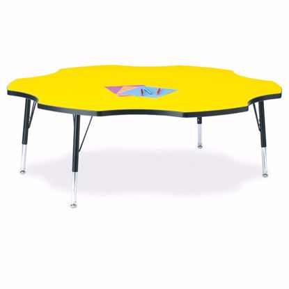 Picture of Berries® Six Leaf Activity Table - 60", T-height - Yellow/Black/Black