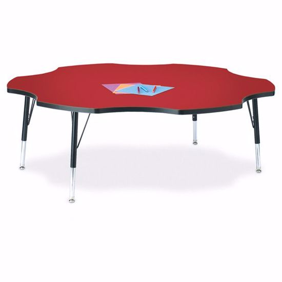 Picture of Berries® Six Leaf Activity Table - 60", T-height - Red/Black/Black